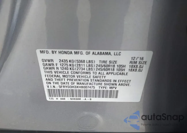 5FRYD3H3XHB007475: 42736012