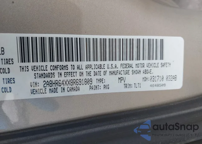 2A8HR64XX8R691809: 42737262