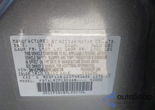 3N1CP5BV8ML504726: 42737285