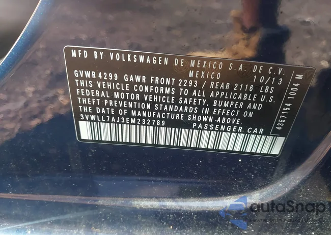 3VWLL7AJ3EM232789: 42737539