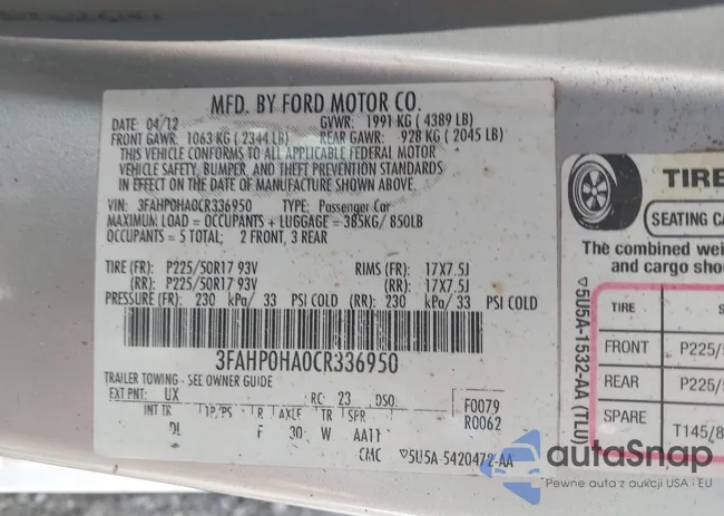 3FAHP0HA0CR336950: 42736876