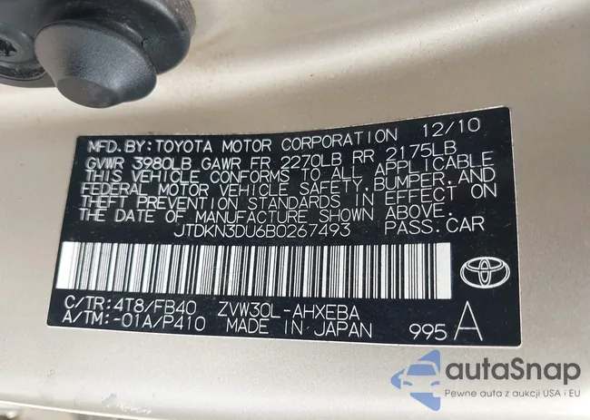 JTDKN3DU6B0267493: 42736983