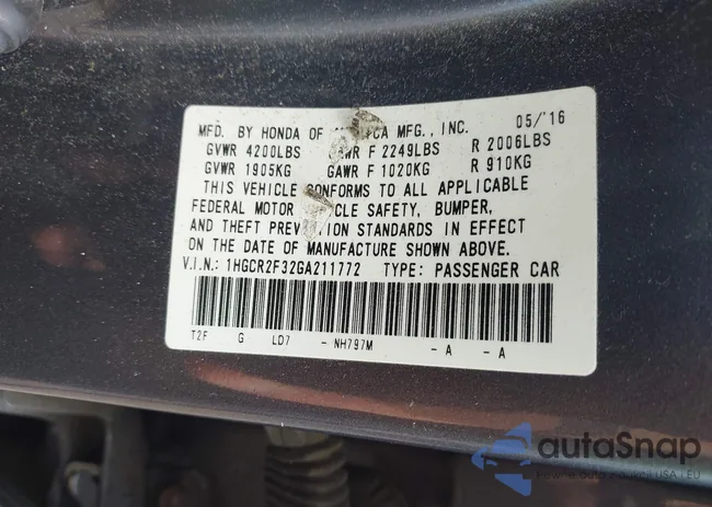 1HGCR2F32GA211772: 42738126