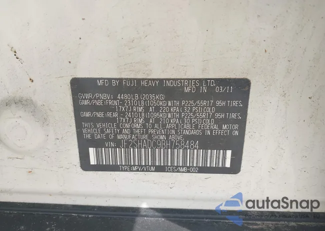 JF2SHADC9BH758484: 42738403