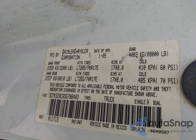 3D7KS28C65G788403: 42738418