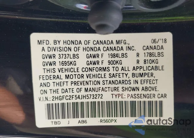 2HGFC2F54JH573272: 42738509