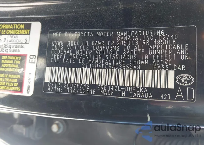 2T1KU4EE6AC355349: 42738554