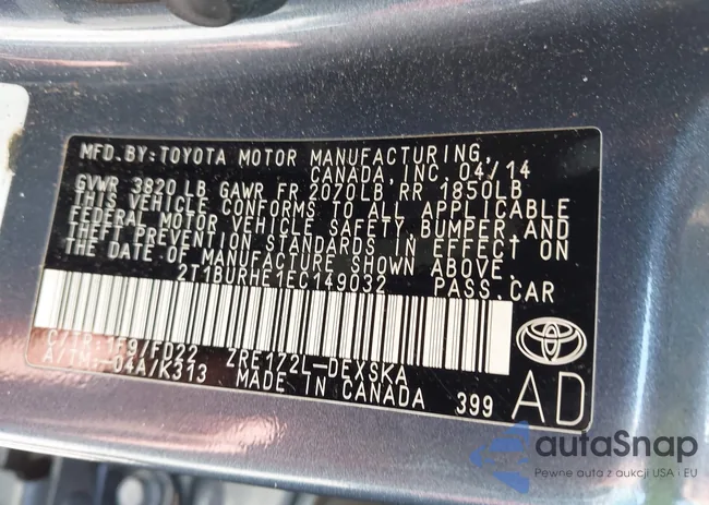 2T1BURHE1EC149032: 42737849