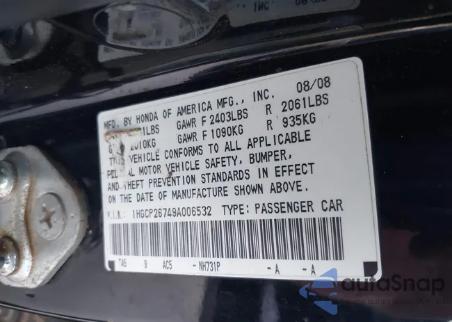 1HGCP26749A006532: 42737921