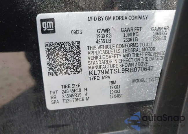 KL79MTSL9RB070647: 42738001