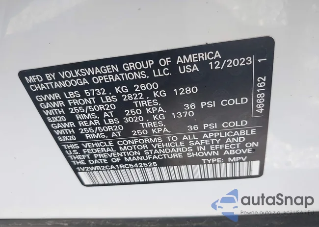 1V2WR2CA1RC542525: 42739316