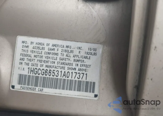 1HGCG66531A017371: 42739444