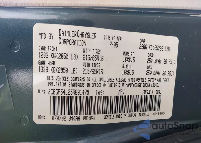 2C8GP54L25R601479: 42739648