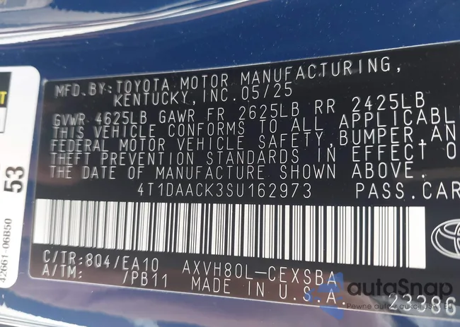 4T1DAACK3SU162973: 42739711