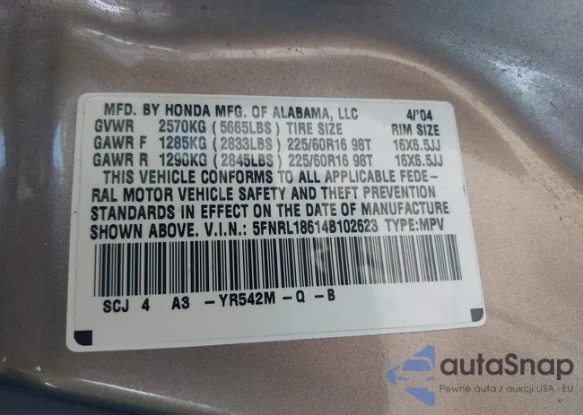 5FNRL18614B102623: 42738930