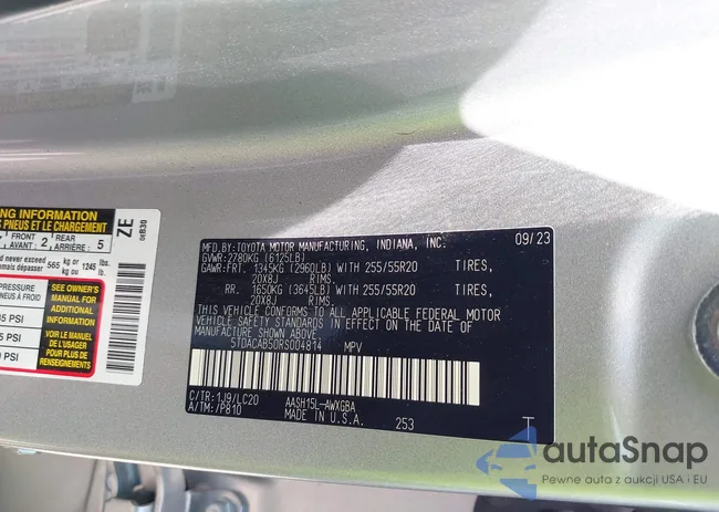 5TDACAB50RS004814: 42738970