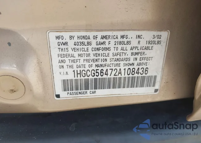 1HGCG56472A1085L4: 42739122