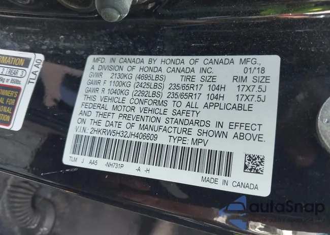 2HKRW5H32JH406609: 42740254