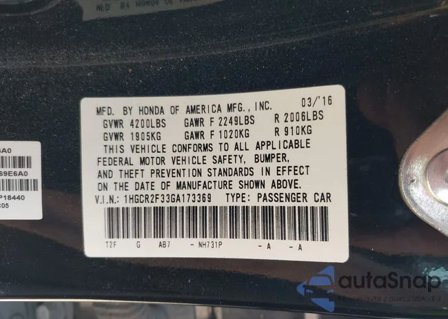 1HGCR2F33GA173369: 42740391