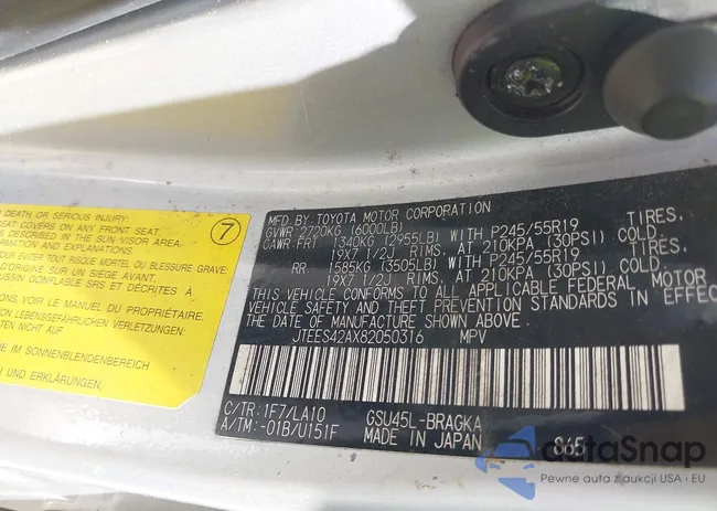 JTEES42AX82050316: 42740540