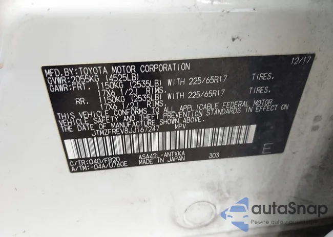 JTMZFREV8JJ167247: 42740593