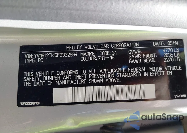 YV1612TK6F2332564: 42739872