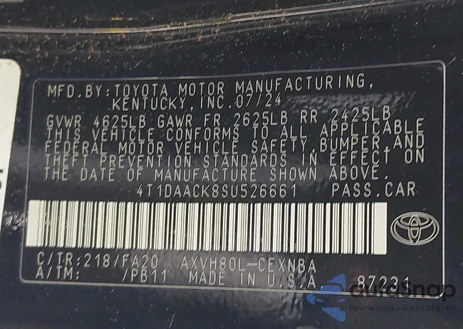 4T1DAACK8SU526661: 42739927