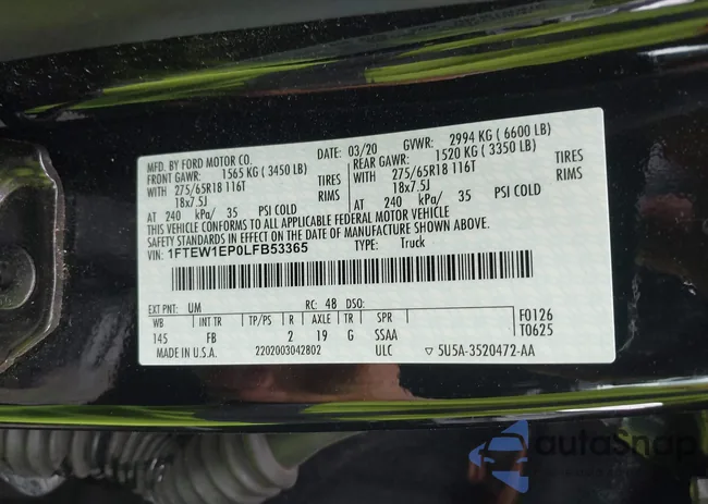 1FTEW1EP0LFB53365: 42739945