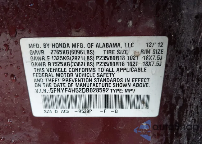 5FNYF4H52DB028592: 42739950