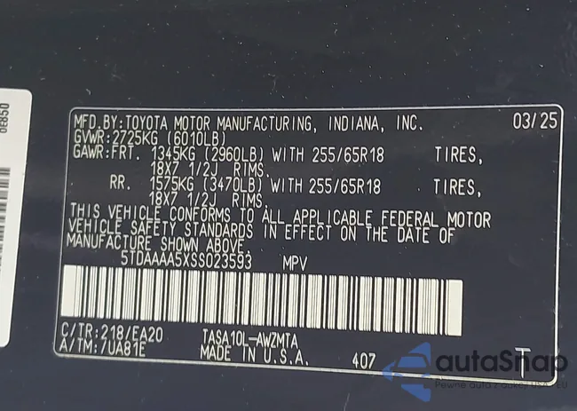 5TDAAAA5XSS023593: 42739964