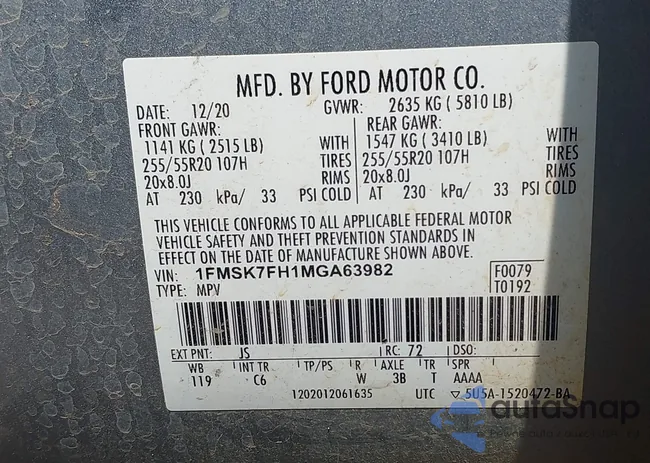 1FMSK7FH1MGA63982: 42741315