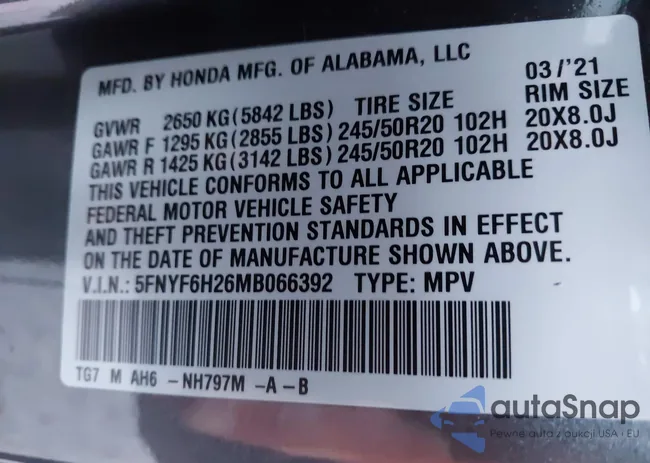 5FNYF6H26MB066392: 42741389