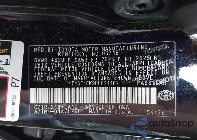 4T1BF1FK9HU621162: 42741396