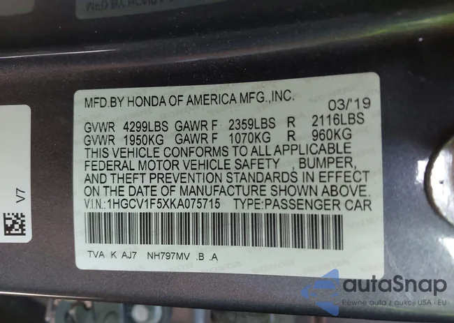 1HGCV1F5XKA075715: 42741511