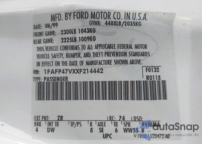 1FAFP47VXXF214442: 42741640