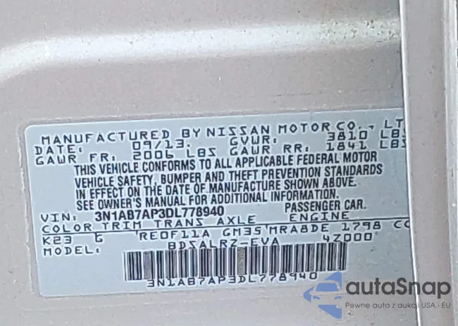 3N1AB7AP3DL778940: 42741725