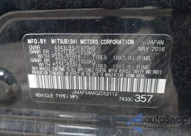 JA4AP3AWXGZ052112: 42740813