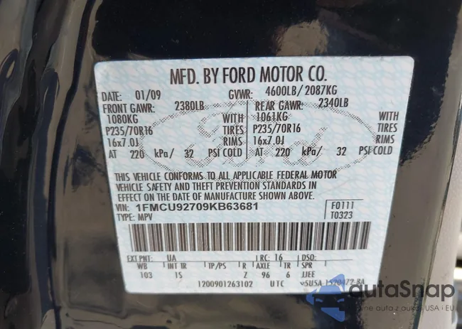 1FMCU92709KB63681: 42740842