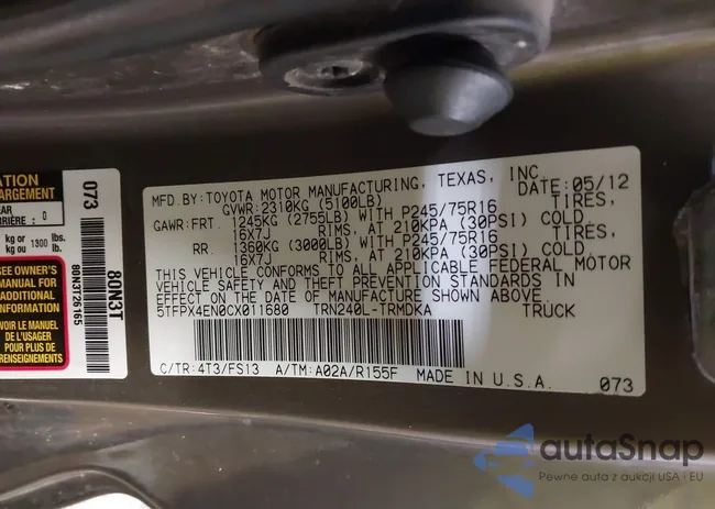 5TFPX4EN0CX011680: 42740925