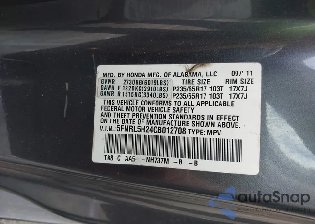 5FNRL5H24CB012708: 42741027