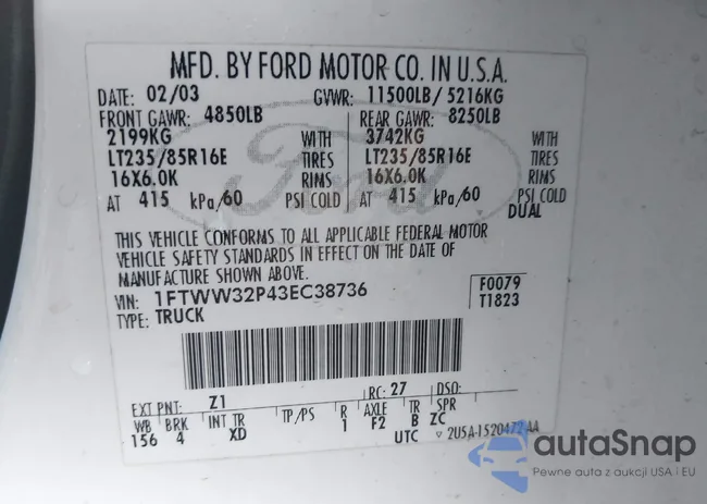 1FTWW32P43EC38736: 42741077