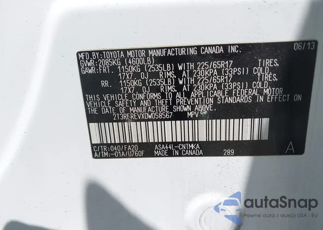 2T3RFREVXDW058567: 42741096