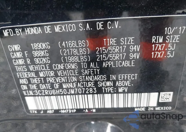 3CZRU6H50JM707283: 42741111