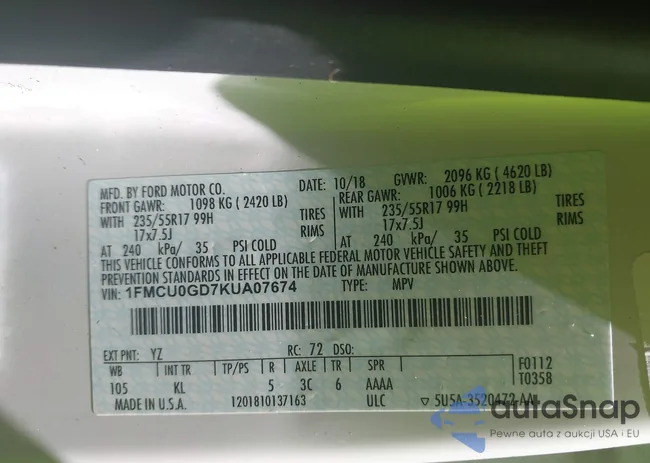 1FMCU0GD7KUA07674: 42742437