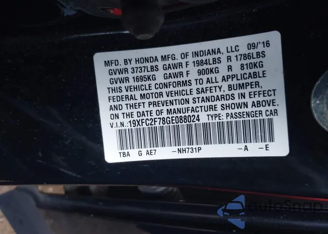 19XFC2F78GE088024: 42742700