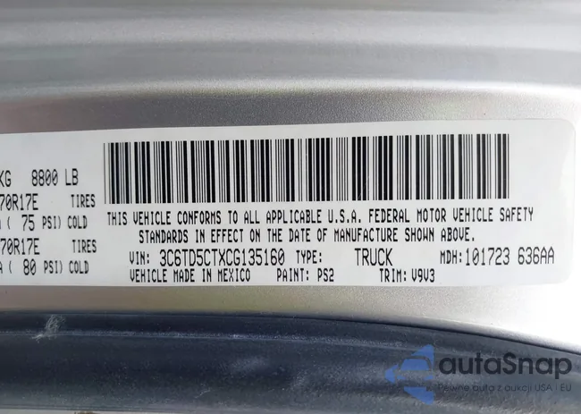 3C6TD5CTXCG135160: 42741774