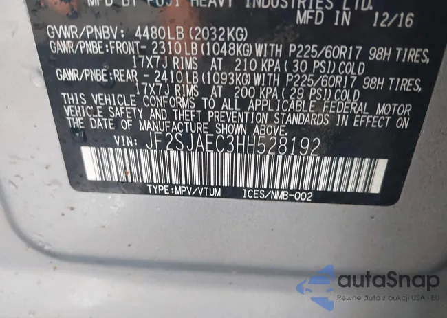 JF2SJAEC3HH528192: 42741784