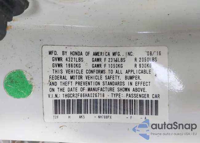 1HGCR2F86HA026718: 42741792