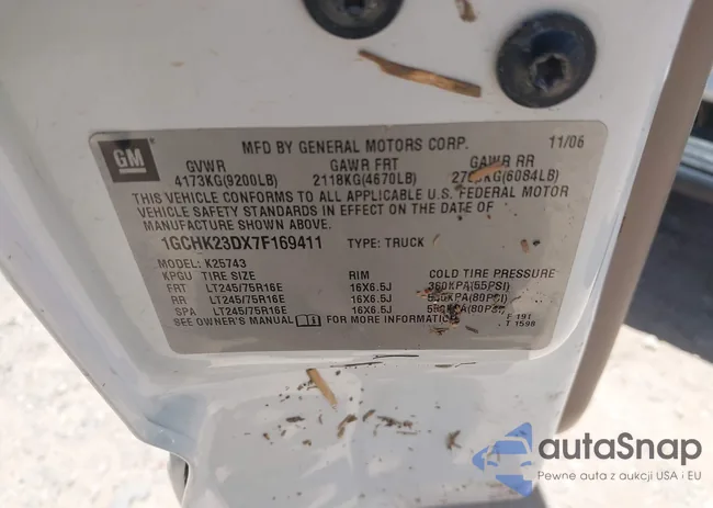 1GCHK23DX7F169411: 42741880