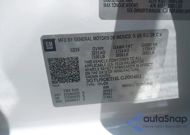 3GTU9DED1LG200461: 42743139